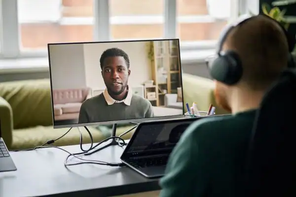 Man attending online mediation Colne MIAMS session